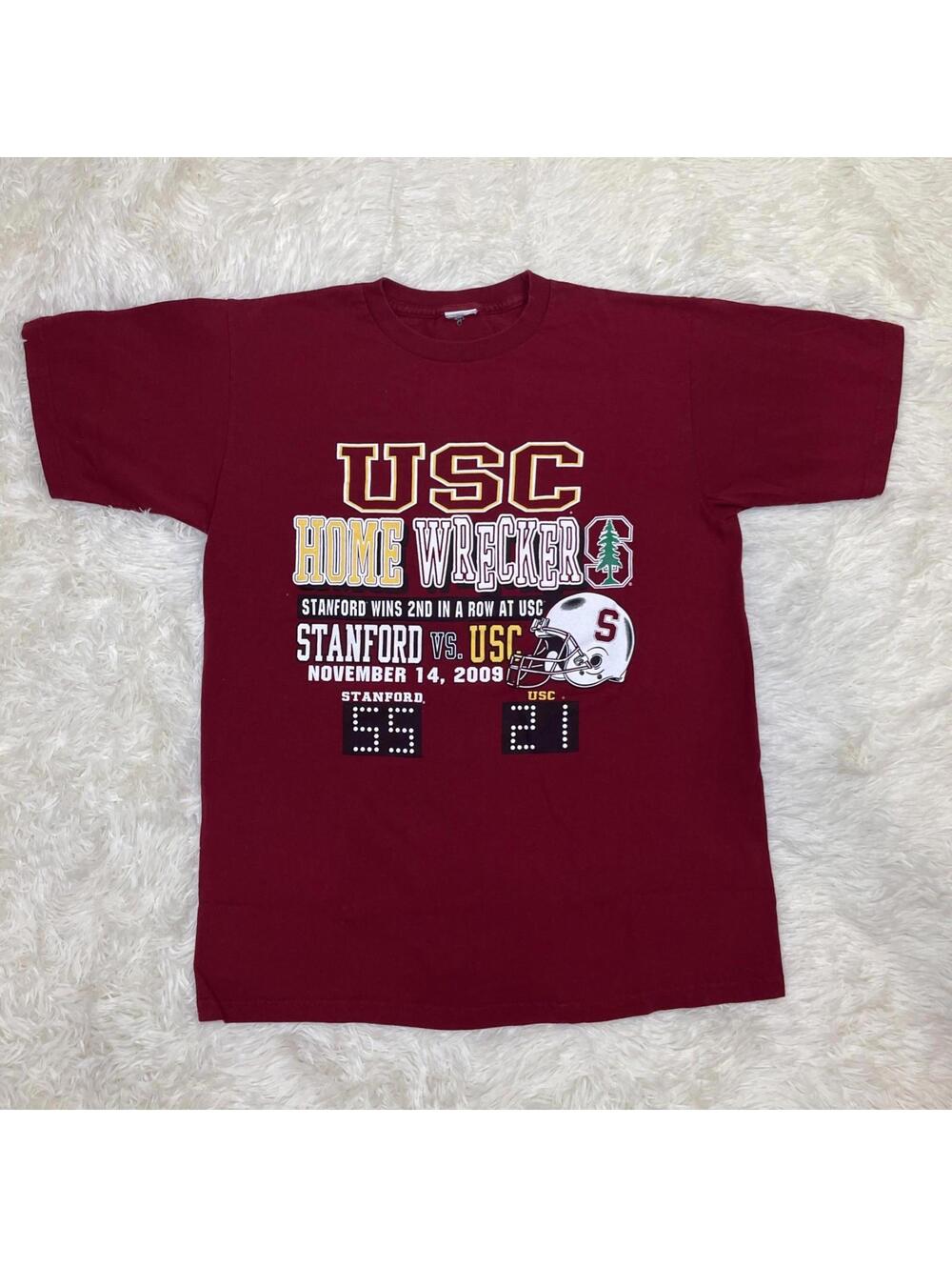 VTG Stanford Vs USC 2009 Men’s Cardinal Red T-shirt “USC Home Wreckers” Sz Large